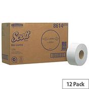 KimberlyClark Pack of 12 Scott Mini Jumbo White Toilet Tissue Dispenser Rolls 8614