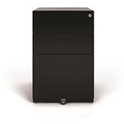Tall Mobile Steel Pedestal Under Desk 3 Drawer 2 Stationery &amp; 1 Filing Black Ref NWA52M7SSF-av1