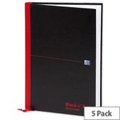 Black n Red A4 Recycled Book L67019 Casebound 192 Pages Pack 5 image