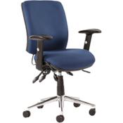 Chiro 24 Hour Task Operator Chair - Medium Back -Height Adjustable Arms - Blue - Adjustable Pump Up Lumbar, Height Adjustable Back Rest - Weight Tolerance 150kg image