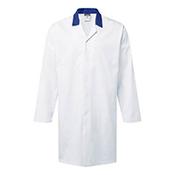 Portwest Food Industry No Pocket Coat - White/Royal Blue - Size XS image