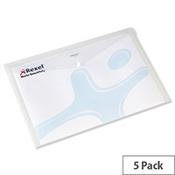 Rexel Carry Folder A4 Plastic Transparent White Pack 5 image