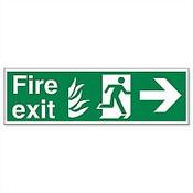 Safety Sign Fire Exit Running Man Arrow Right 150x450mm Self-Adhesive image