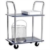 Trolley Steel Frame Non-marking Wheels 2- Shelf Chrome Finish PST2