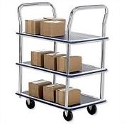 Trolley Steel Frame Non-marking Wheels 3- Shelf Chrome Finish PST3 image