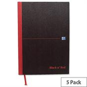 Black n Red A5 Note Book Recycled Casebound 192 Pages C67025 Pack 5 image