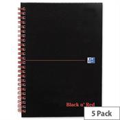 Black n Red A5 Wirebound Book Recycled 140 Pages A67026 Pack 5 image