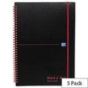 Black n Red A5 Wirebound Book Recycled Polypropylene 140 Pages L67027 Pack 5 image