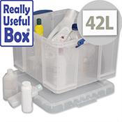 Plastic Storage Box 42 Litre Stackable Clear Really Useful image