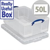 Plastic Storage Box 50 Litre Stackable Clear Really Useful image