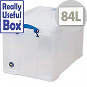 Plastic Storage Box 84 Litre Stackable Clear Really Useful image