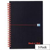 Black n Red A4 + Wirebound Book Ruled and Perforated 140 Pages Matt Black Ref 100080218 Pack 5 image