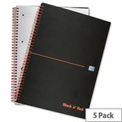 Black n Red A4 Wirebound Book Perforated Matt Black 140 Pages F66077 Pack 5 image