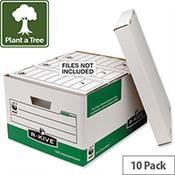 Fellowes Bankers Box Green Archive Storage Box Foolscap Pack 10 image