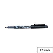 Pilot Sign Pen Liquid Ink Soft Medium 2.0mm Tip 0.6mm Line Black Ref SWVSP01 [Pack 12] image