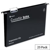 Rexel Crystalfile Extra Foolscap Vertical Suspension File Black Plastic 30mm Pack 25 image