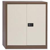 Bisley Storage Cupboard Steel 2-Door - W914xD400xH1000mm, Brown &amp; Cream, Height Adjustable, 1 Shelf, Three-Point Locking System, 40”, Steel-Made &amp; Warranty (E402A01 AV5AV6) image