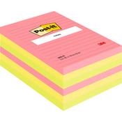 Post-it Large Notes, Neon colors, 101 mm x 152 mm, 6 Lined Pads image