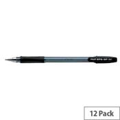 Pilot BPS GP Ball Pen Rubberised Grip Medium 1.0mm Tip 0.4mm Line Black Ref BPGPM01 [Pack 12] image