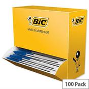 Bic Cristal Ballpoint Pen Clear Barrel Blue Pack 90 plus 10 FREE image