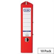 Elba Red Lever Arch File A4 Coloured Paper Over Board 70mm Spine Pack 10 image