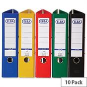 Elba Lever Arch File A4 Coloured Paper Over Board 80mm Spine Assorted Pack 10 image