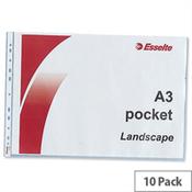 Esselte A3 Landscape Punched Pocket Clear 75 Micron Pack 10 image