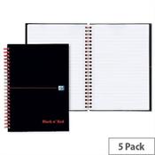 Black n Red A6 Wirebound Book Ruled and Perforated D67011 140 Pages Pack 5 image