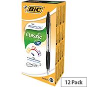Bic Atlantis Retractable Ballpoint Pen Black Cushioned Grip Pack 12 image