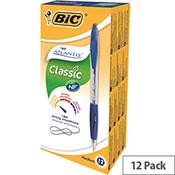 Bic Atlantis Retractable Ballpoint Pen Blue Cushioned Grip Pack 12 image