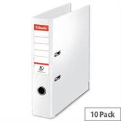 Esselte A4 Polypropylene 75mm White Lever Arch File Pack of 10 image