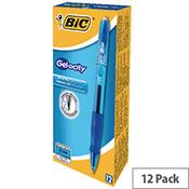 Bic Velocity Retractable Ballpoint Pen Blue Cushioned Grip Pack 12 image