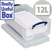 Plastic Storage Box 12 Litre Stackable Clear Really Useful image