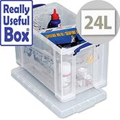Really Useful 24L Clear Plastic Storage Box with Integrated Carry Handles W465 x D270 x H290mm – Stackable &amp; Durable image