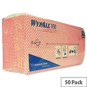 Wypall Pack of 50 X50 Cleaning Cloths Absorbent Strong NonWoven TearResistant Red 7444