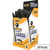Bic Cristal Large Ballpoint Pen Black Clear Barrel Pack 50 image