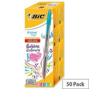Bic Cristal Large Ballpoint Pen Blue Clear Barrel Pack 50 image