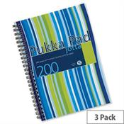 Pukka Pad A5 Stripes Polypropylene Wirebound Jotta Notebook 200 Pages Blue/Pink (Pack of 3) JP021 image