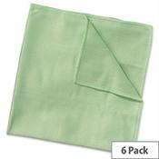 Wypall Pack of 6 Green Microfibre Cloths for Dry/Damp Multisurface Use 8396