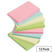 Sticky Notes Pastel Pad of 100 Sheets 76x127mm Assorted Pack 12 5 Star