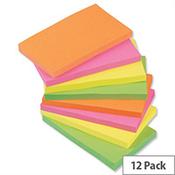 Sticky Notes Neon Pad of 100 Sheets 76x127mm Assorted Pack 12 5 Star