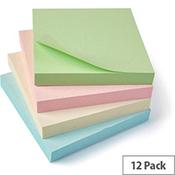 5 Star Eco Repositionable Notes 76x76mm Re-Move  Pastel  Pack 12 image