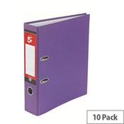 5 Star Office A4 Lever Arch File 70mm Purple Pack of 10 image