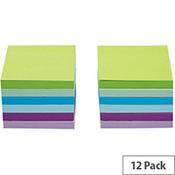5 Star Office 76x76mm Re-move Sticky Notes 6 Neon/Pastel Colours 100 Sheets Per Pad Pack of 12 Pads image