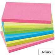 5 Star Office 76x127mm Extra Sticky Re-move Notes 4 Assorted Neon Colours Pad of 90 Sheets Pack of 6 Pads