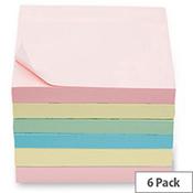 5 Star Office Extra Sticky Re-Move Notes Pad of 90 Sheets 76x76mm 4 Assorted Pastel Colours [Pack 6]