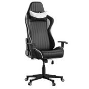 Alphason Senna Faux Leather Racing Style Office Chair Black &amp; White with Removable Head Cushion - Height Adjustable - Adjustable Arms - Full Back Recline image