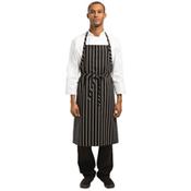 Chef Works Premium Woven Bib Apron Black and White Stripe image