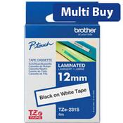Brother P-Touch TZe-231S Labelling Tape, 12mm x 4m, Black on White - High-Quality Laminated Labels image