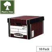 Bankers Box by Fellowes Premium 725 A4/Foolscap Classic Storage Box Woodgrain Pack of 10 image
